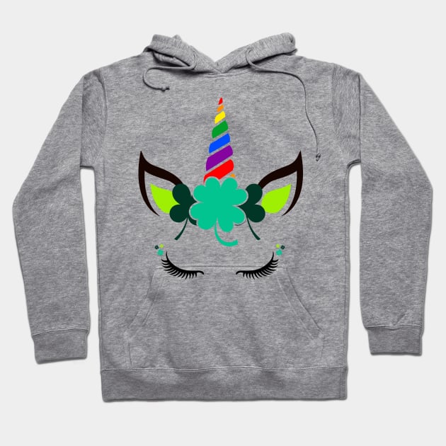 St Patrick's Day Unicorn Face LGBTQ Hoodie by Coral Graphics